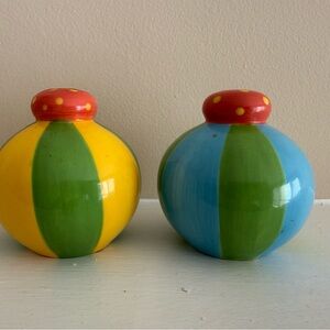 Colorful Ceramic Salt & Pepper Shakers - Yellow, Green, and Blue